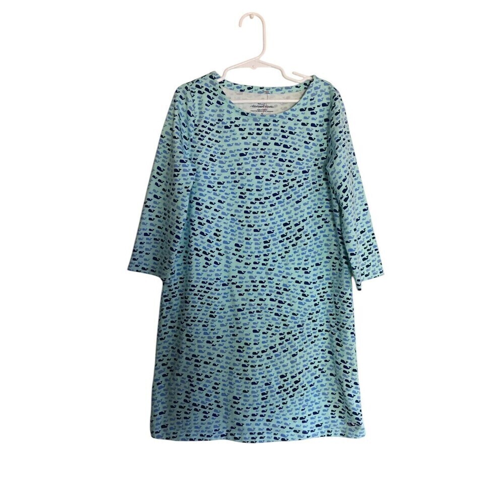 Vineyard Vines Shift Dress 7 8 Girls Small Blue Whales Preppy Hamptons Nautical